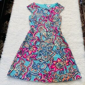 Lilly Pulitzer Multicolor Floral Stretchy Cotton Dress size XS